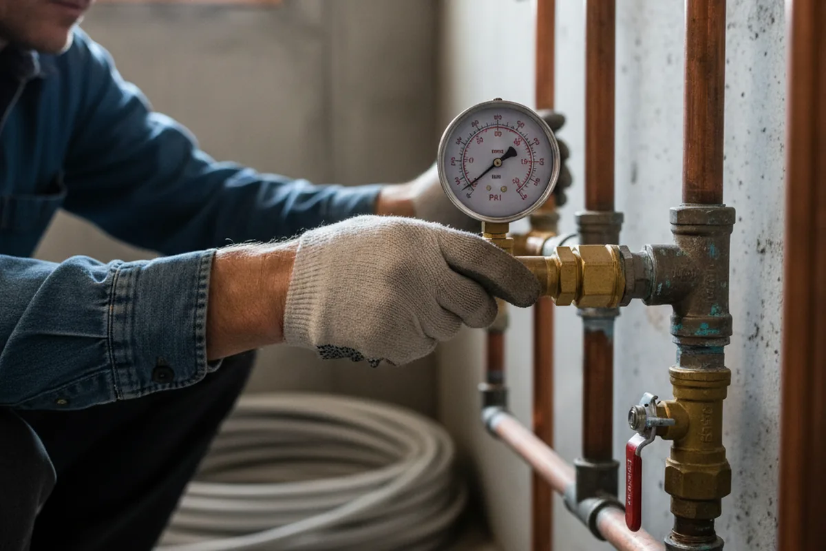 Pressure testing a repaired line during Water Line Repair in Rose